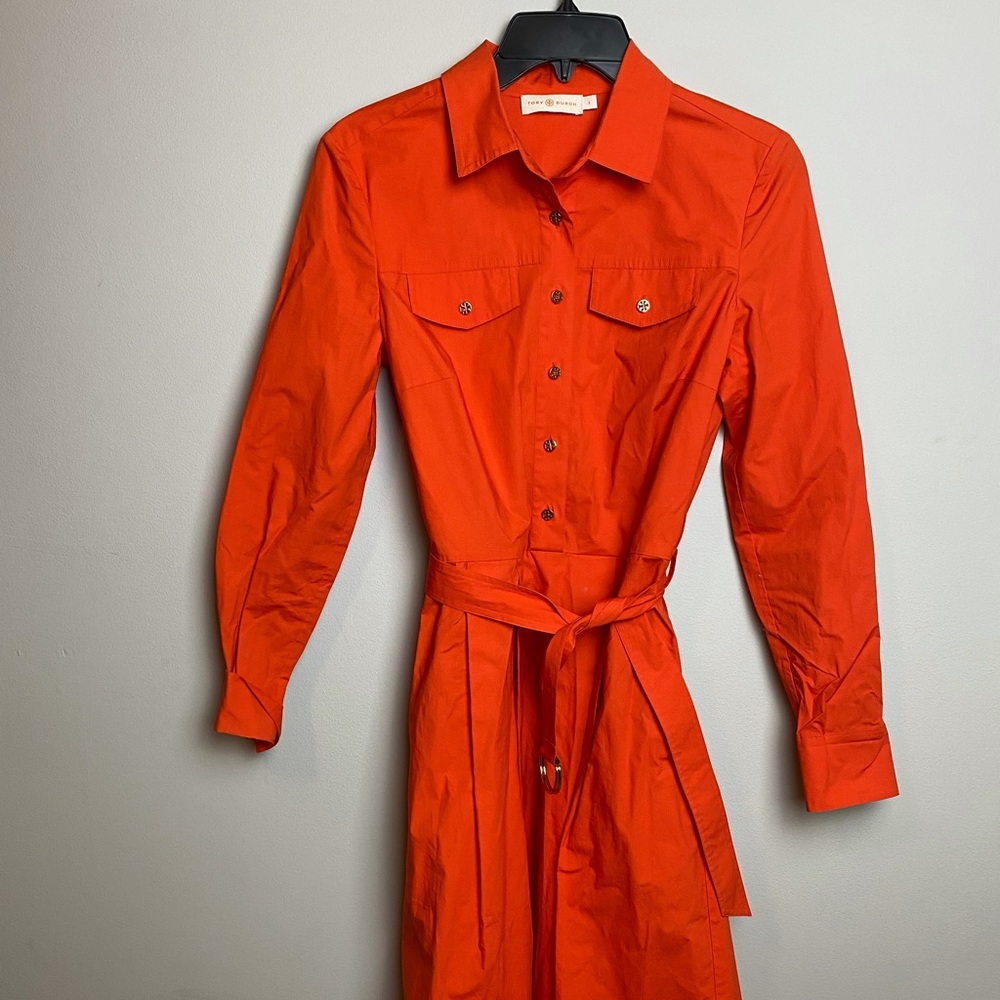 Tory Burch Orange Summer Dress with Gold Detailing